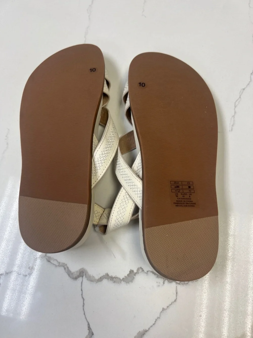 Kelsi Dagger Brooklyn White Leather Strappy Sandals Size 10